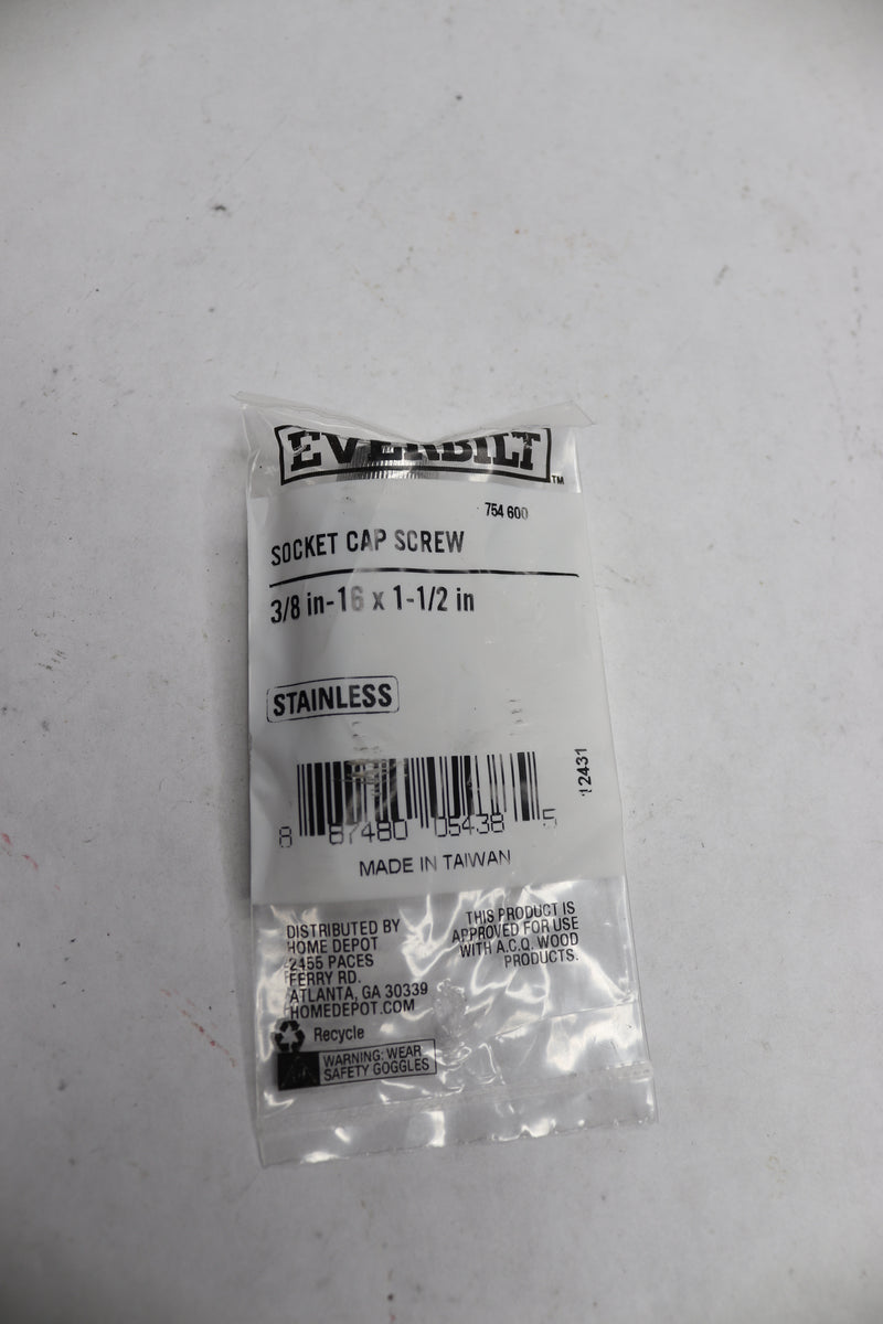 Everbilt Hex Socket Head Socket Cap Screw Stainless Steel 3/8"-16 x 1-1/2"