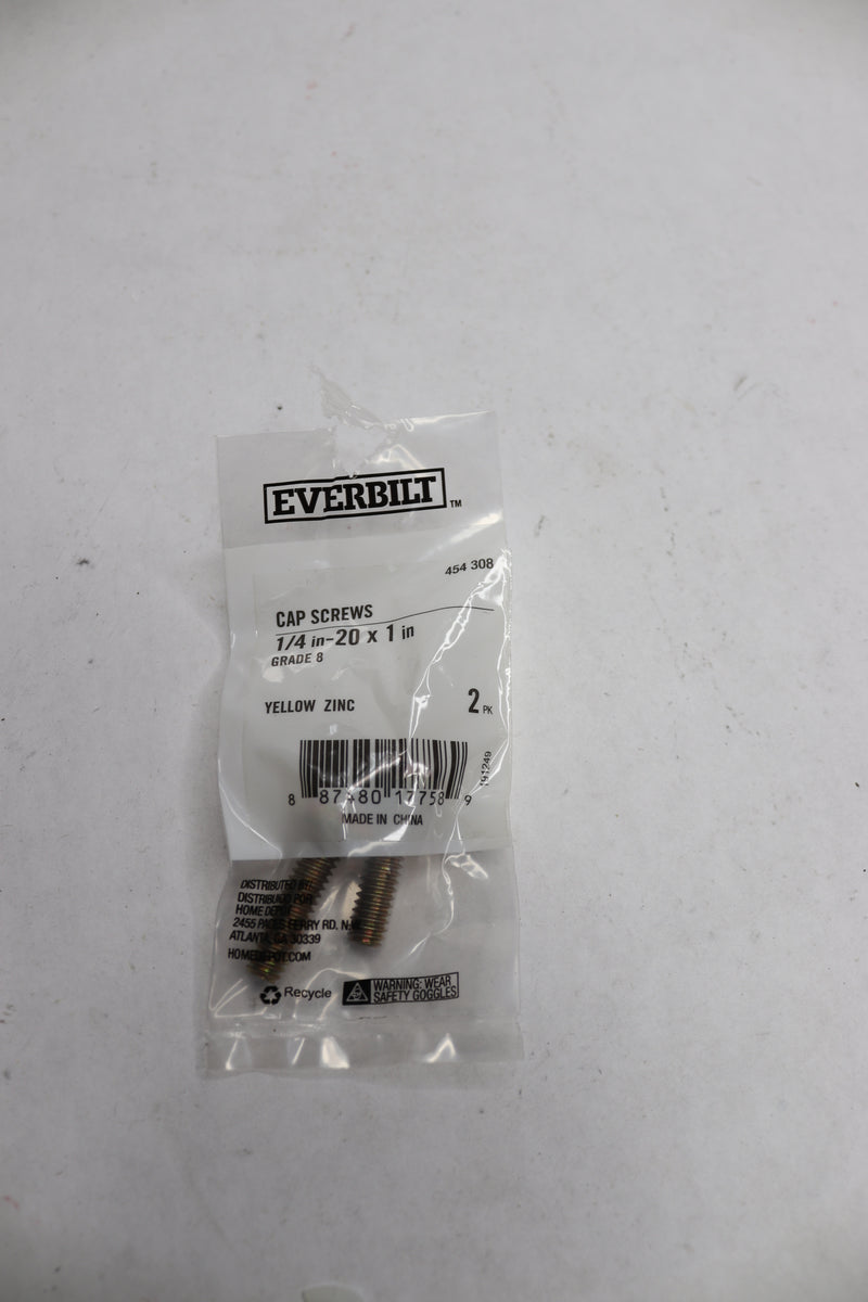 (2-Pk) Everbilt Internal Hex Socket Cap-Head Cap Screws Grade 8 1/4" x 1" 454308