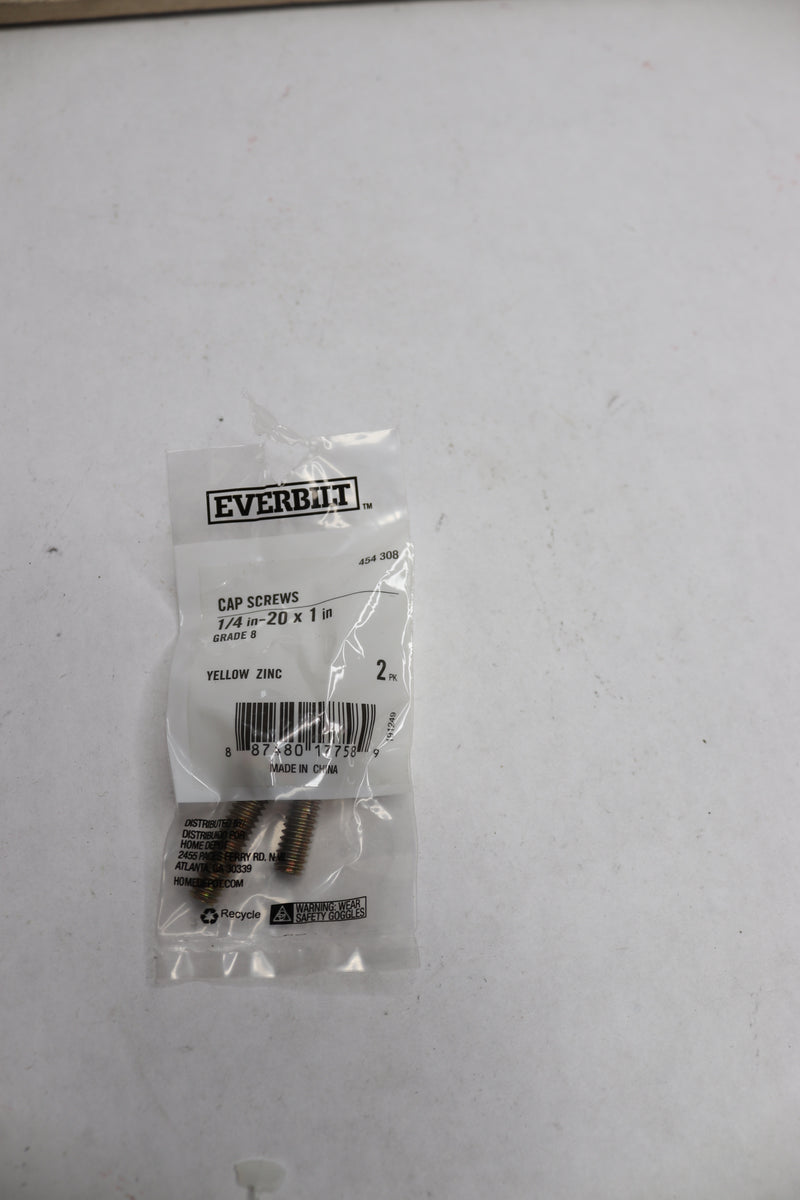 (2-Pk) Everbilt Internal Hex Socket Cap-Head Cap Screws Grade 8 1/4" x 1" 454308