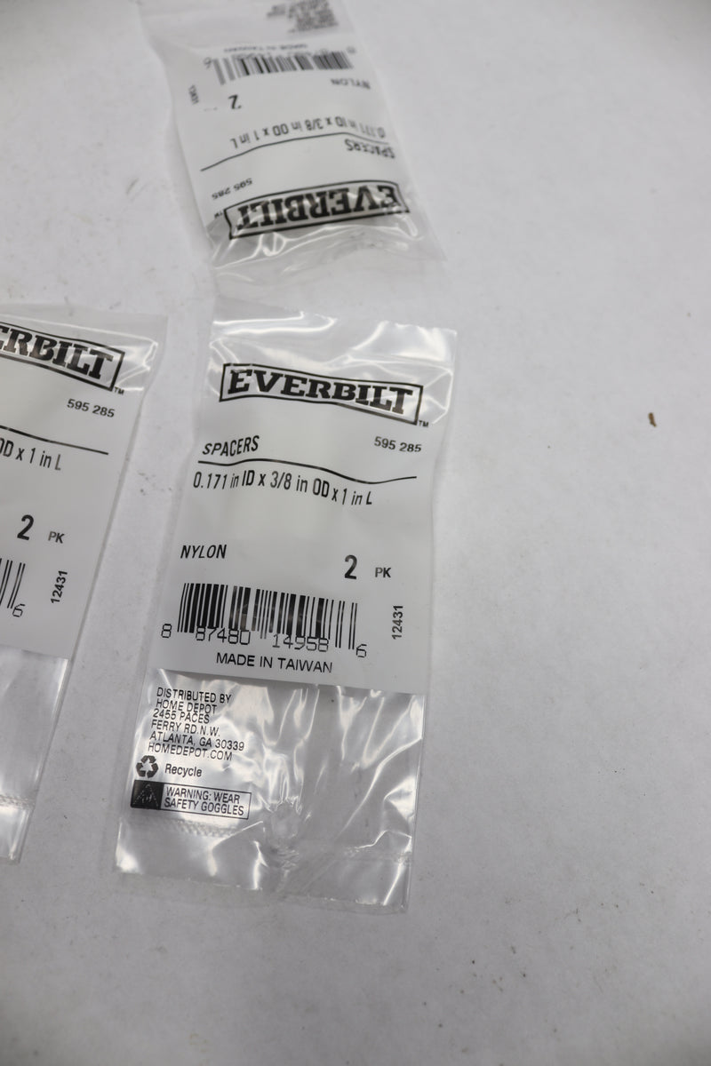 (10-Pk) Everbilt Spacer Whitye Nylon 1" x 3/8" O.D. x 0.171" I.D 595285