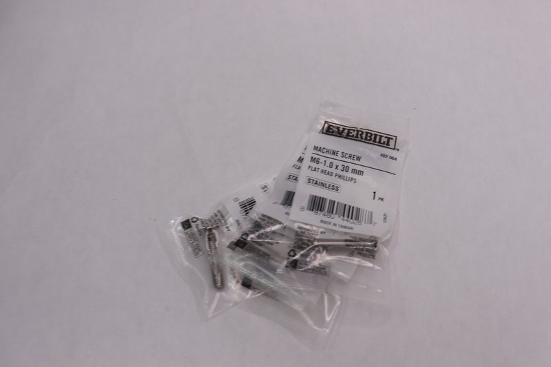 (5-Pk) Everbilt Phillips Flat Head Machine Screw Stainless Steel M6-1.0 x 30mm