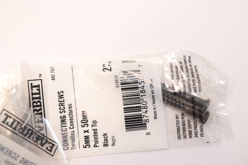 (2-Pk) Everbilt Phillips Connecting Screw Black 5mm x 50mm 492757