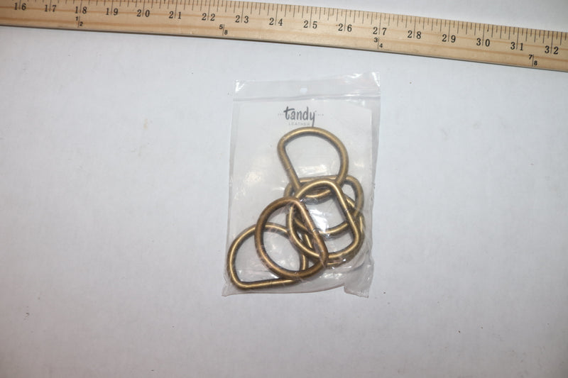 (6-Pk) Tandy Leather Dee Rings Antique Brass 1-1/2" 1133-61