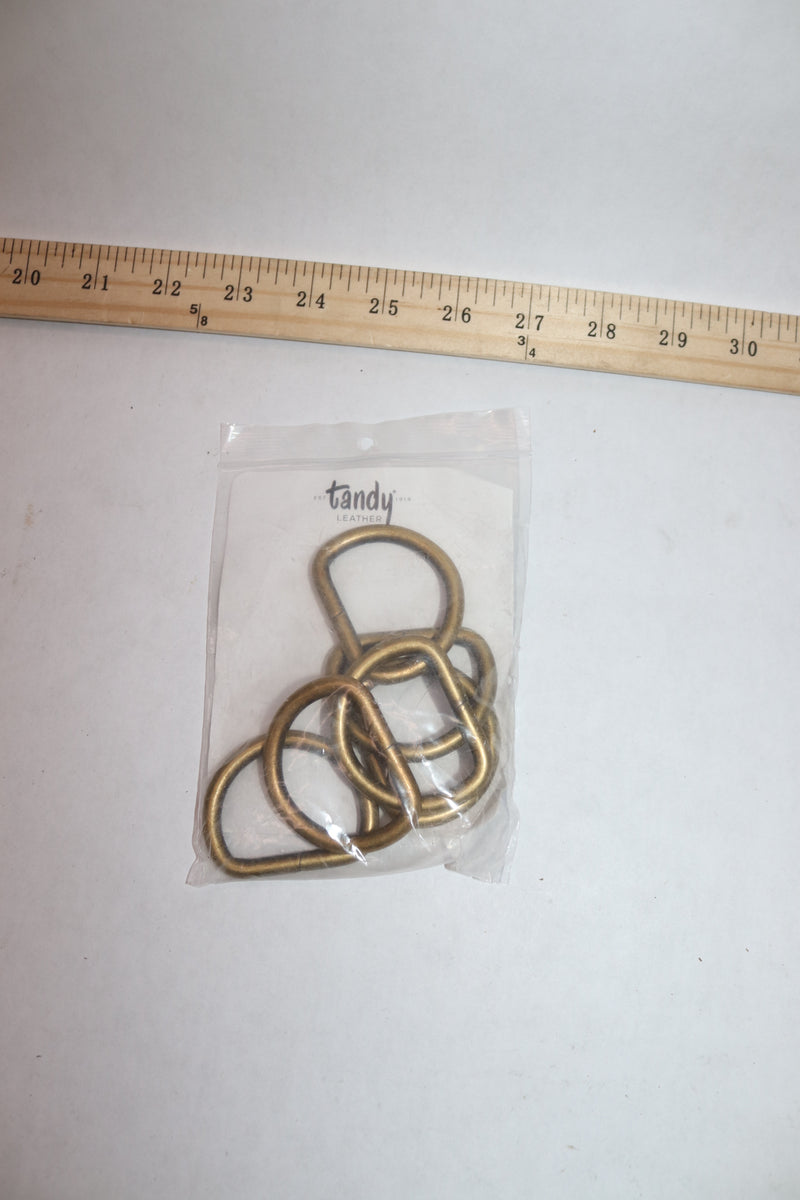 (6-Pk) Tandy Leather Dee Rings Antique Brass 1-1/2" 1133-61