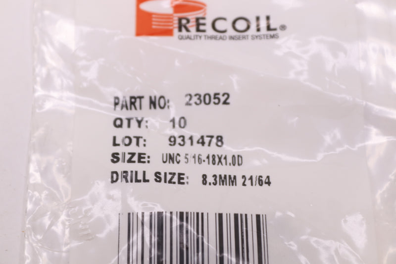 (10-Pk) Recoil Helical Insert Tanged Stainless Steel 5/16-18" x 1.0" OD 23052