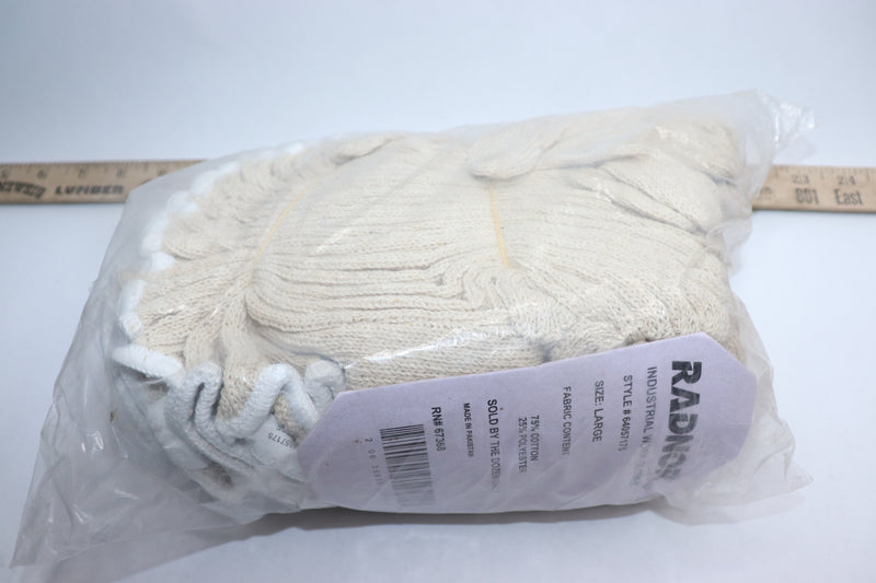 (12-Pair) Radnor Work Gloves Cotton Liner Small Beige 67368