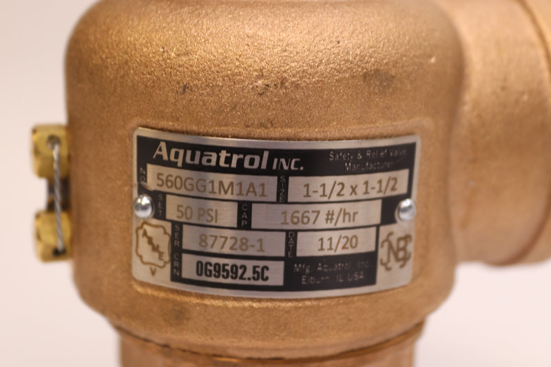 Aquatrol Brass Safety Valve 1-1/2" MNPT x 1-1/2" FNPT 250 psi 560GG1M1A1-250