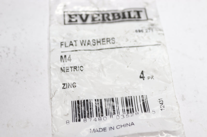 (5-Pk) Everbilt Flat Washers Class 8 Zinc-Plated Steel M4 595 271