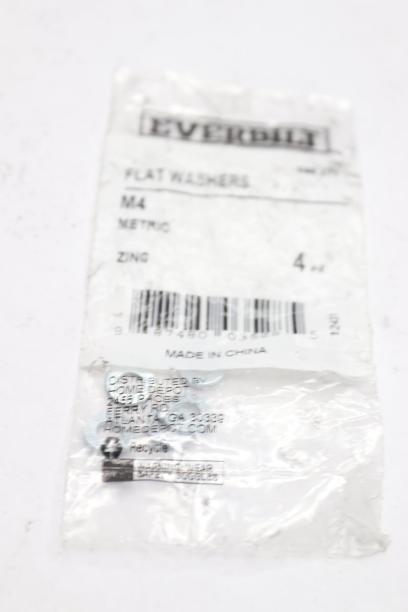 (5-Pk) Everbilt Flat Washers Class 8 Zinc-Plated Steel M4 595 271