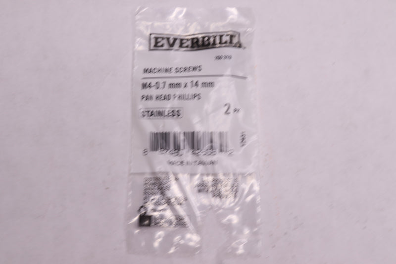 (2-Pk) Everbilt Phillips Pan Head Machine Screw Stainless Steel M4-0.7 x 14mm