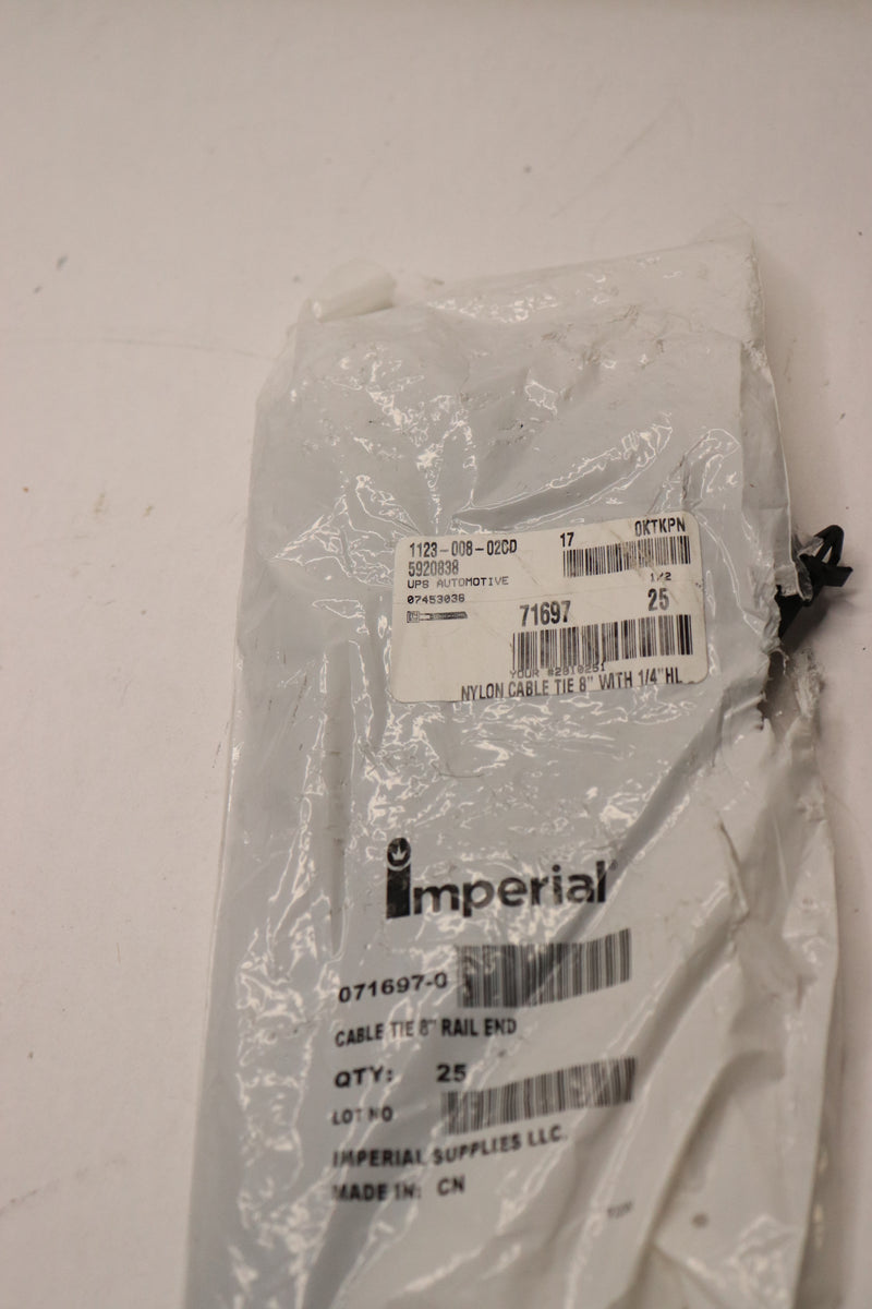 (25-Pk) Imperial Cable Ties 8" Rail End 071697-0