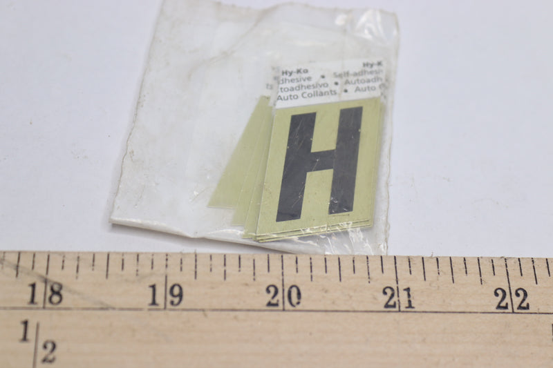 (10-Pk) Hy-Ko Letter H Self-Adhesive Aluminum Black 1-1/2" GR-10/H