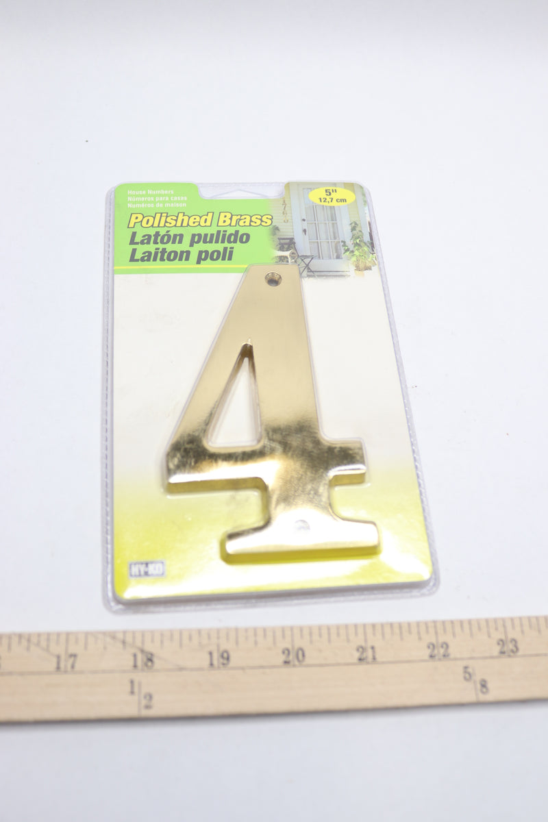 Hy-Ko Prestige House Number 4  Polished Brass Finish 5-In High BR-51PB/4