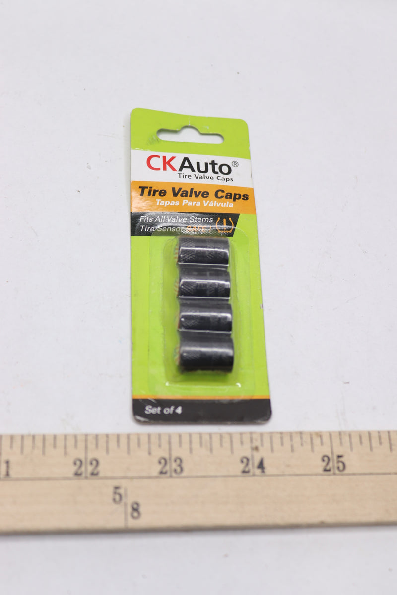 (4-Pk) CKAuto American Flag Tire Valve Stem Caps Aluminum Black B07MJP75YP