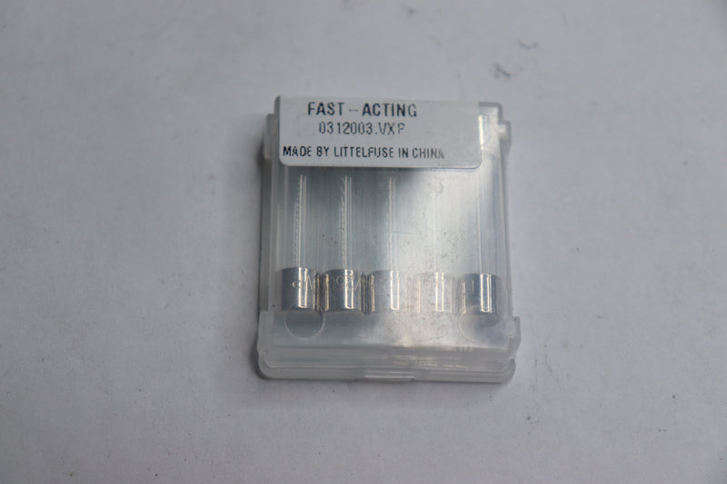(5-Pk) Littlefuse Fast-acting Fuse Glass 3AG 250VAC Size 3 0312003.VXP
