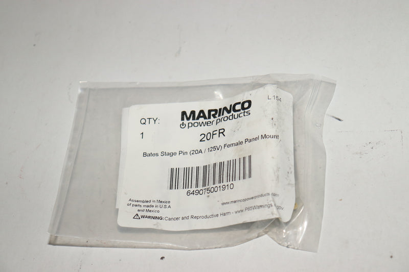 Marinco Connectors Bates Stage Pin 20A / 125V Female Panel Mount 20FR