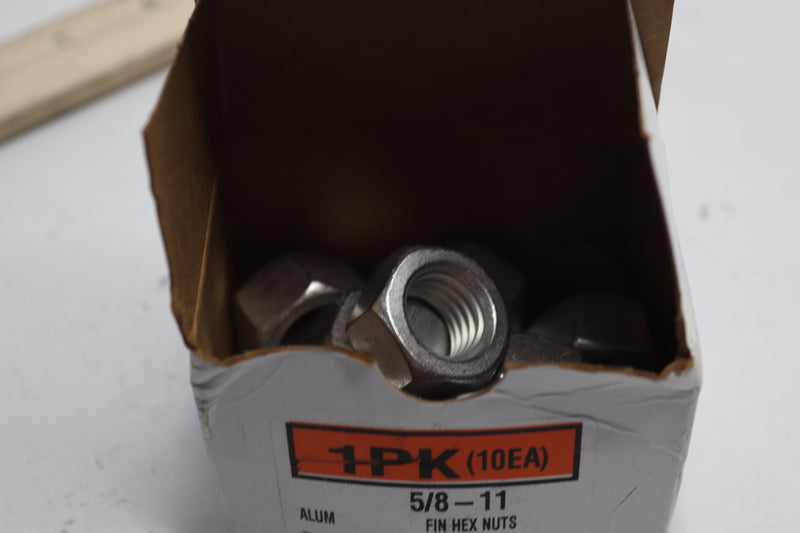 (10-Pk) Hex Nuts Aluminum Plain Finish 5/8"-11 39-F-62C
