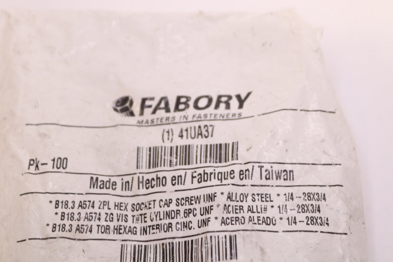 (100-Pk) Fabory Cylindrical Socket Head Cap Screw Alloy Steel U07041.025.0075