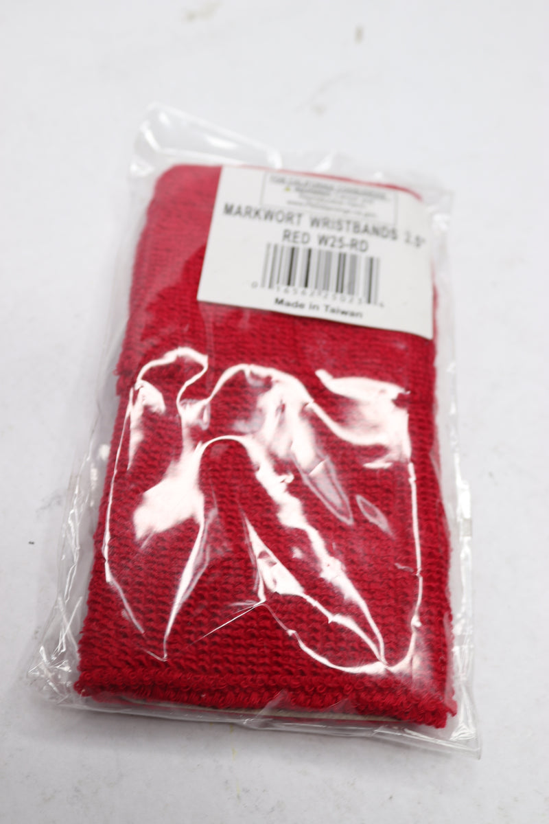 (2-Pk) Markwort Wristbands Extra Thick Cotton Red 2.5" W25-RD