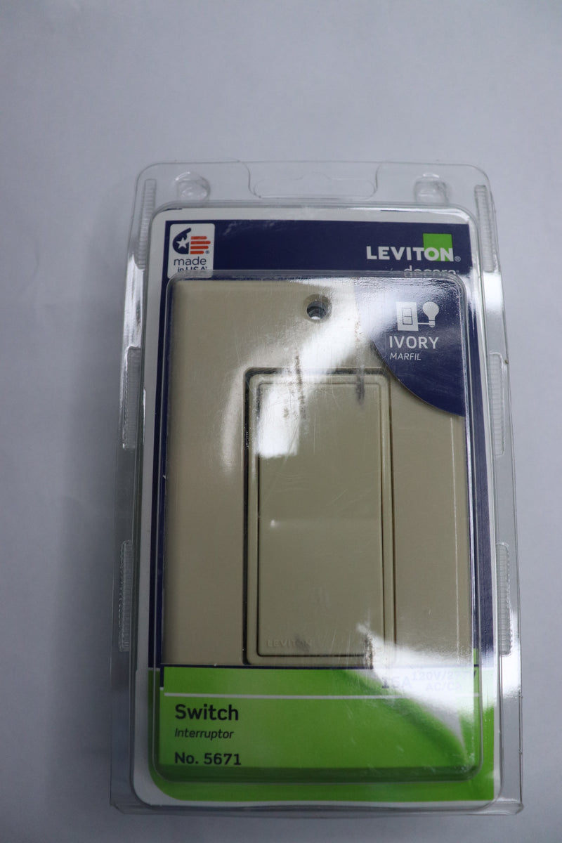 Leviton 3-Way Decora Rocker Switch With Wall Plate Ivory 5671