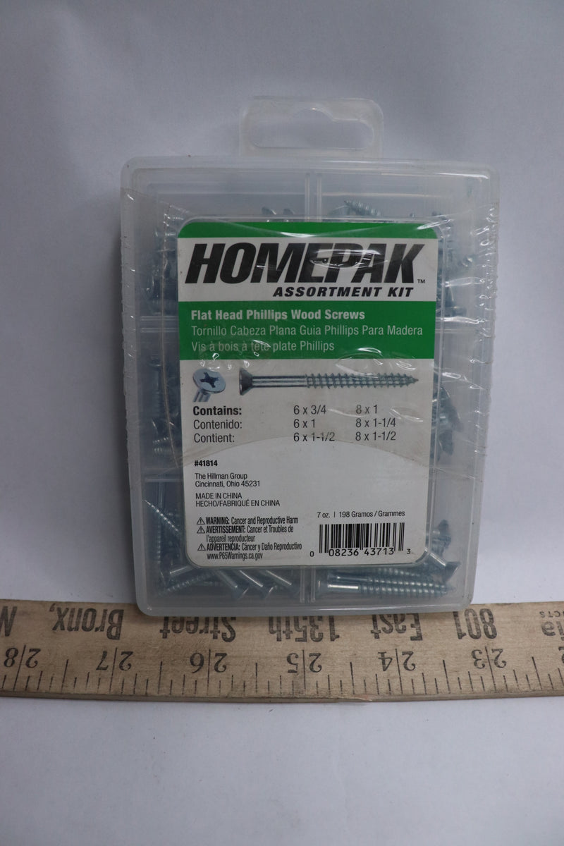 Hillman Homepak Flat Head Phillips Wood Screws Assortment Kit 41814