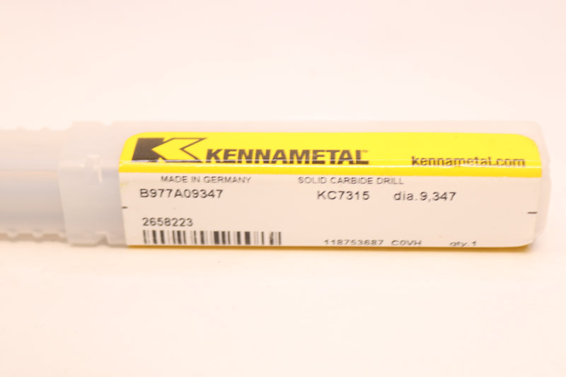 Kennametal KC7315 Drill Solid Carbide 9.347mm Diameter 2658223