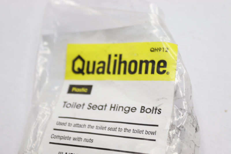 (2-Pk) Qualihome Toilet Seat Hinge Bolt Screw Plastic White QH912