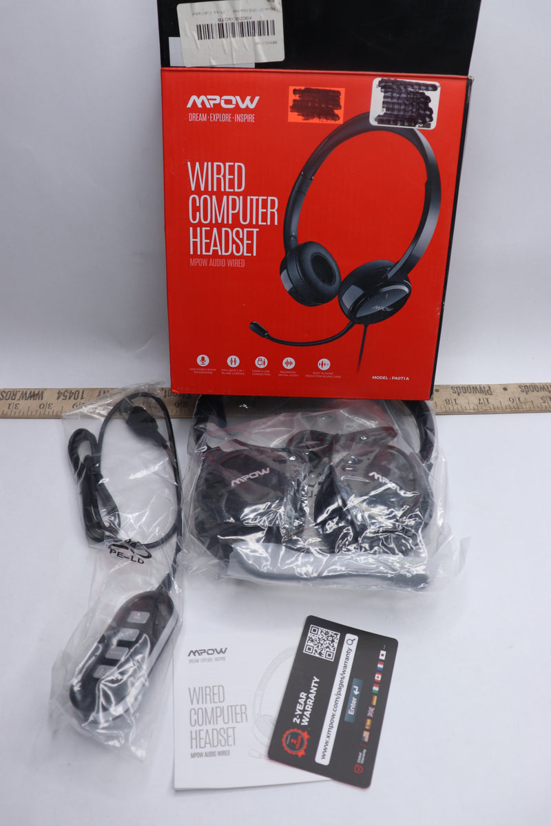 (2-Pcs) MPOW Computer Headset w/ Microphone Noise Canceling 3.5mm MPPA071AB
