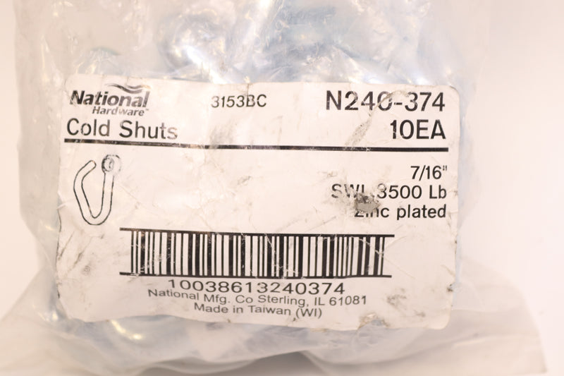 (10-Pk) National Hardware Cold Shut Zinc Plated 7/16" N240-374