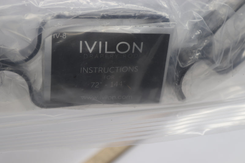 (4-Pk) Ivilon Adjustable Brackets for Curtain Rods Black for 72" or 100" IV8