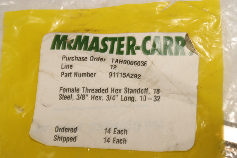 (4-Pk) McMaster-Carr Hex Female Standoff Stainless Steel