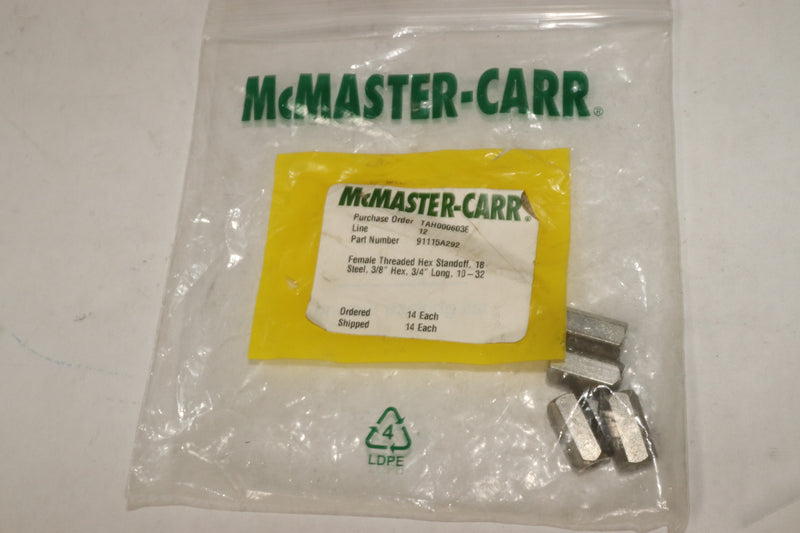 (4-Pk) McMaster-Carr Hex Female Standoff Stainless Steel