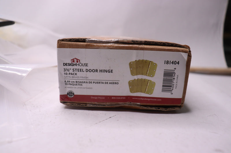 (10-Pk) Design House Door Hinge Satin Brass 3.5" 181404
