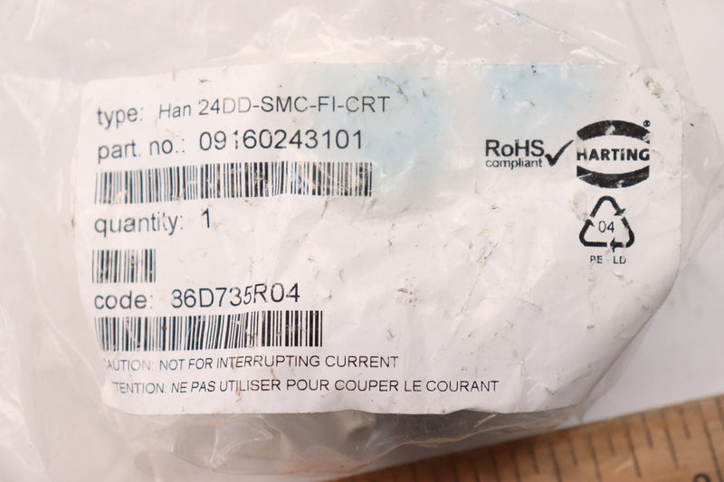 Harting Rectangular Socket Insert Crimp 600V 10A 14-26AWG 09160243101