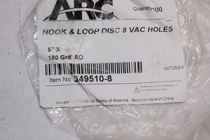 (368-Pk) Arc Hook & Loop Disc 8 VAC Holes 180 Grit 5" 349510-8
