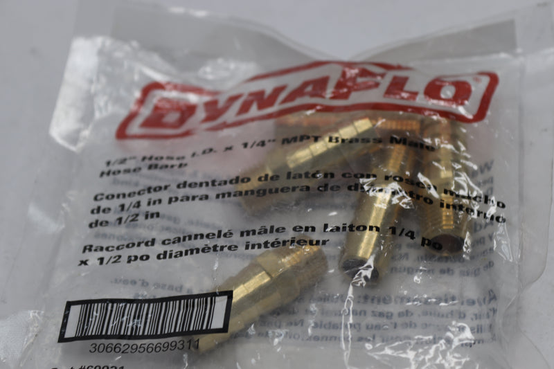 (5-Pk) Dynaflo Industrial Coupler 1/2" Hose x 1/4" Brass Male Hose Barb 66931