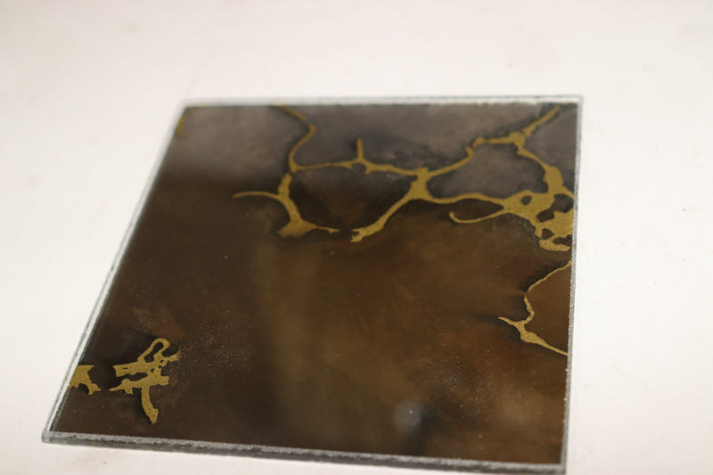 Alderfer Glass Summer Cloud Antique Gold Vien Mirror 1/8" Thick x 4" x 4" 31-G
