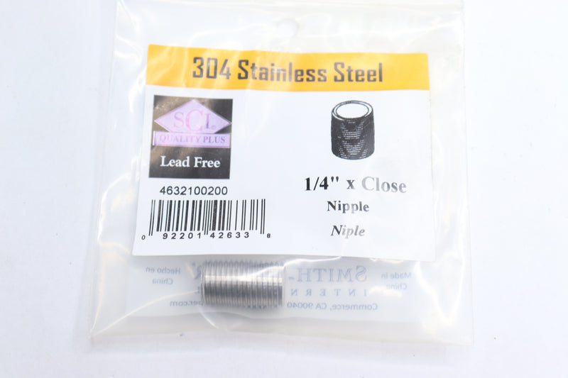 Smith Cooper Pipe Nipple 304 Stainless Steel 1/4" x Close