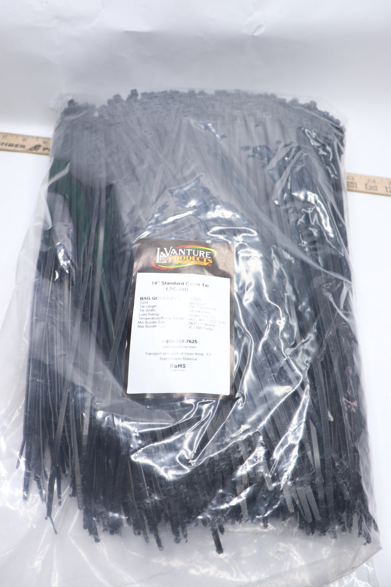 (1000-Pk) Lavanture Products Cable Ties Nylon Black 50lb Strength 14" LPC-44B