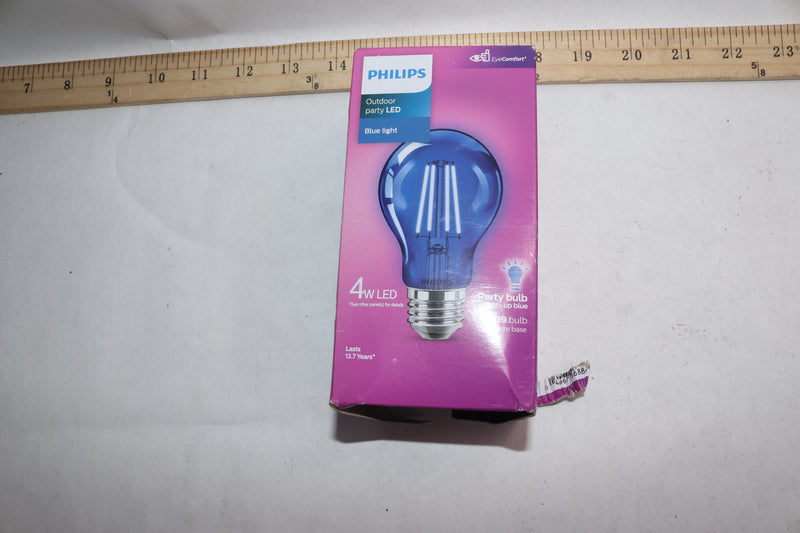 Philips A19 Medium 4W LED Decorative Party Blue Light Bulb Indoor/Outdoor