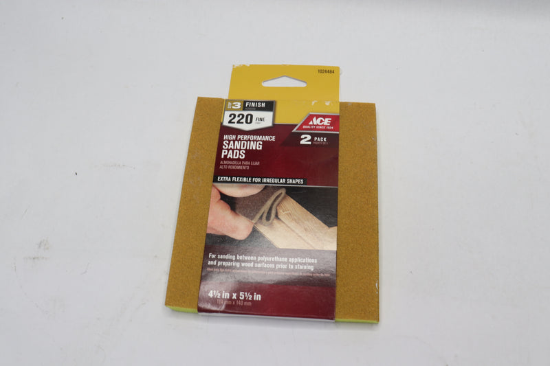 (2-Pk) Ace Extra Fine Contour Hand Sanding Pad 220 Grit 5.5" L x 4.5" W x 0.25"