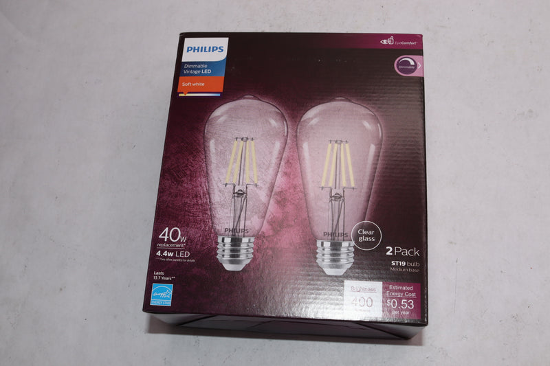 (2-Pk) Philips Vintage LED Edison Industrial Light Bulb 40W Equivalent