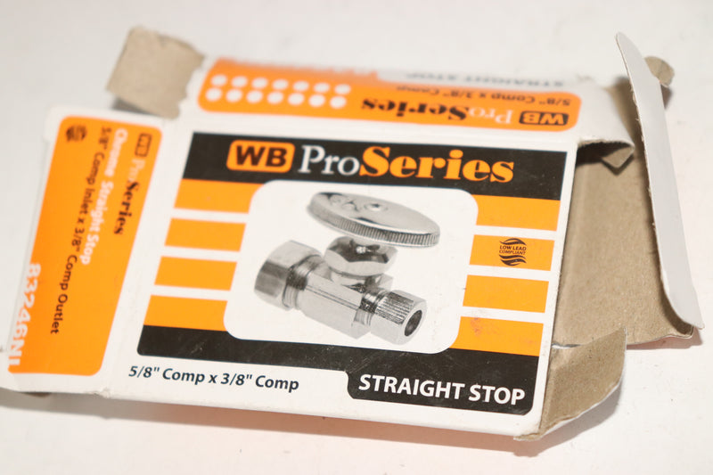 WB 1/4-Turn Straight Supply Stop Chrome Plated 5/8" Comp. x 3/8" OD Comp.