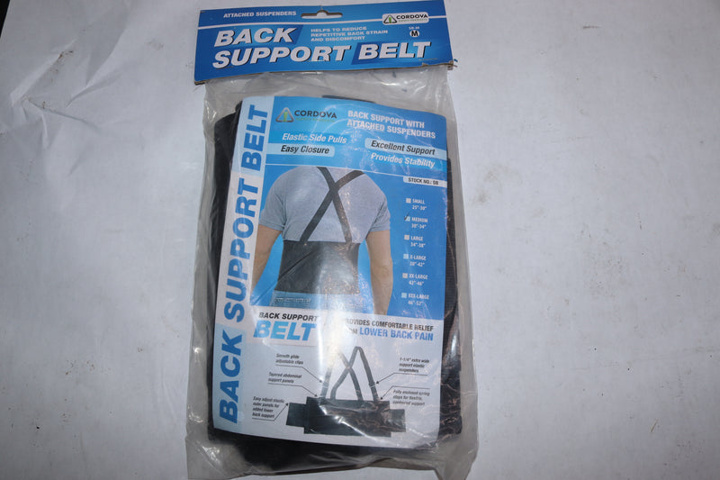 Cordova Back Support Belt with Glide Adjustable Clips Black