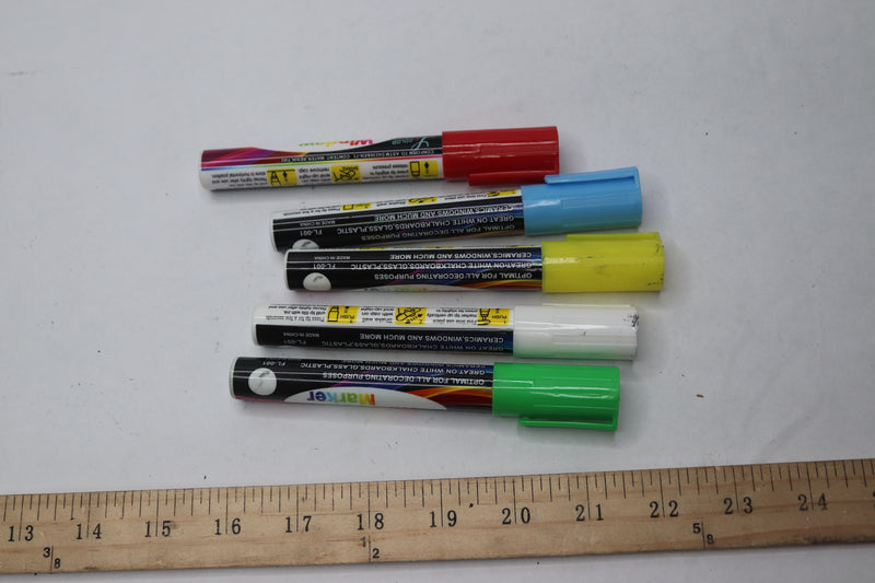 (5-Pk) LeColor Premium Liquid Chalk Marker Pen with Reversible Tip FL-001