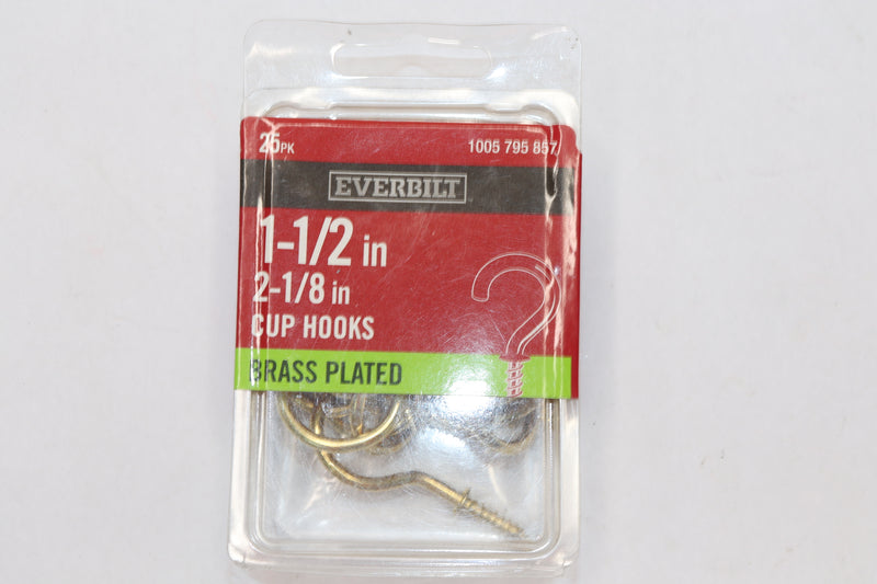 Everbilt Cup Hook Brass Plated 1-1/2" x 2-1/8" 1005 795 857