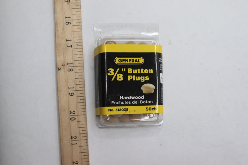 (50-Pk) General Tools Button Plugs Hardwood 3/8"