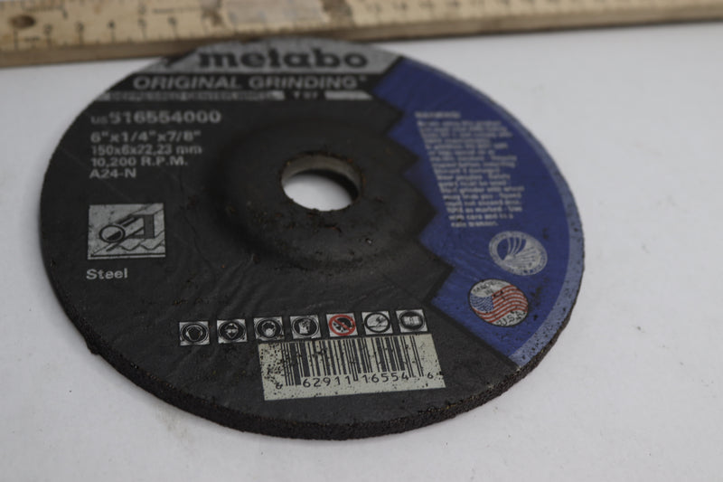 Metabo Type 27 Depressed Center Grinding Wheel 6" x 1/4" x 7/8" US616554000
