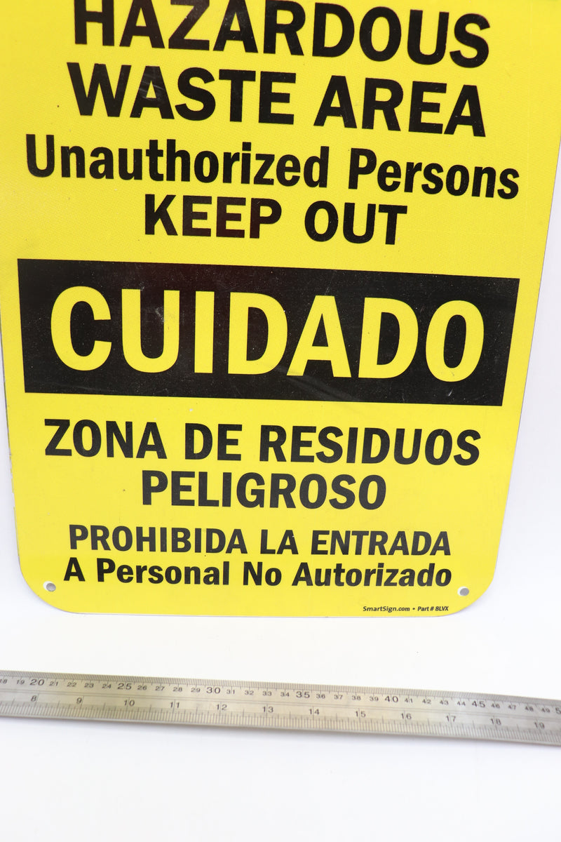 SmartSign Bilingual Chemical Caution Sign: Hazardous Waste Area 12" x 18" 8LVX