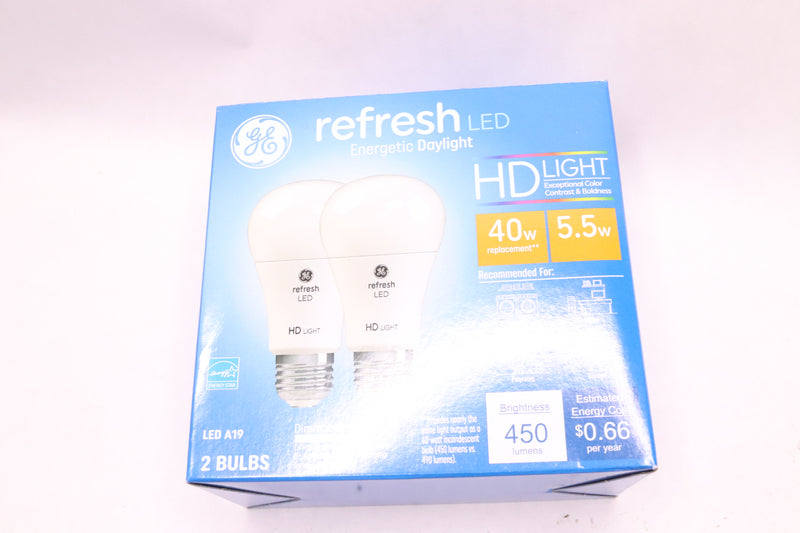 (2-Pk) GE Refresh HD LED Light Bulbs Daylight 450 Lumens 5.5-Watts 234697
